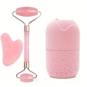 Pink Skincare Roller and Gua Sha Set